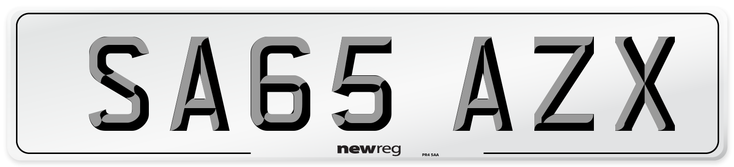 SA65 AZX Number Plate from New Reg